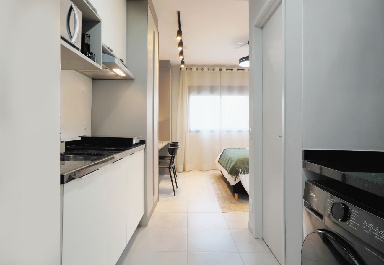 Flat paulista para aluguel de temporada na Vila Olímpia Flat moderno para aluguel flexível em São Paulo