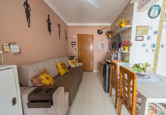 Apartamento em Praia Grande - Apto Beira-Mar com Garagem e Vista Mar no Caiçara