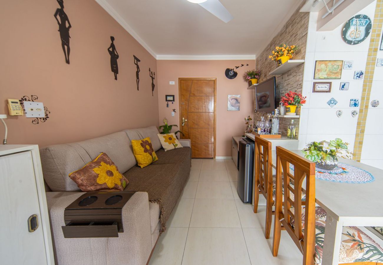 Apartamento em Praia Grande - Apto Beira-Mar com Garagem e Vista Mar no Caiçara