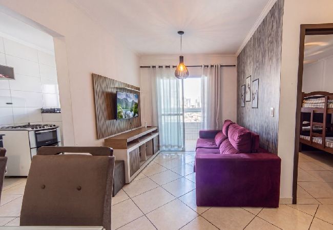 Apartamento em Praia Grande - Apto com Varanda e Garagem 300m Praia Vila Tupi